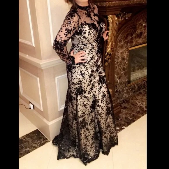 black and nude evening dress Maravilla Lace Bodice Maxi Dress Black/Nude main image 1